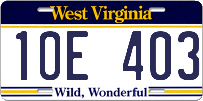 WV license plate 1OE403