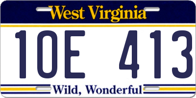 WV license plate 1OE413
