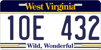 WV license plate 1OE432