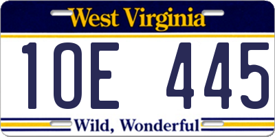WV license plate 1OE445