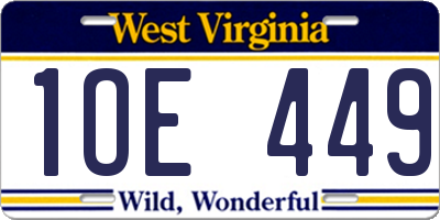 WV license plate 1OE449