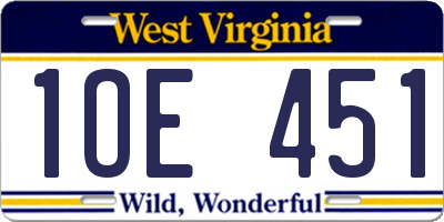 WV license plate 1OE451
