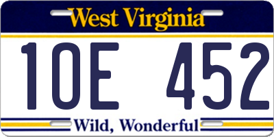 WV license plate 1OE452