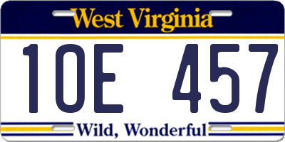 WV license plate 1OE457