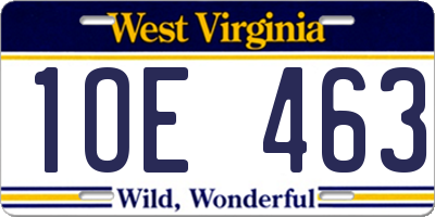 WV license plate 1OE463