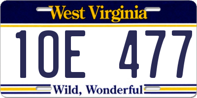WV license plate 1OE477