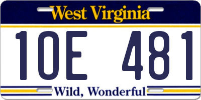 WV license plate 1OE481