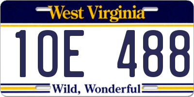 WV license plate 1OE488