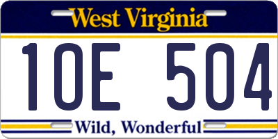 WV license plate 1OE504
