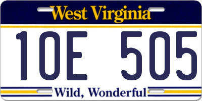 WV license plate 1OE505
