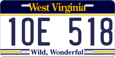 WV license plate 1OE518