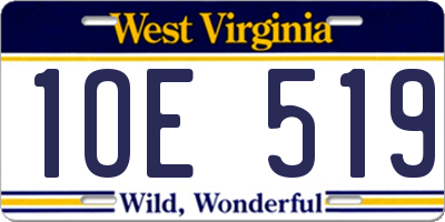 WV license plate 1OE519