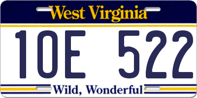 WV license plate 1OE522