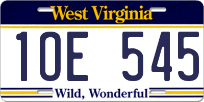 WV license plate 1OE545