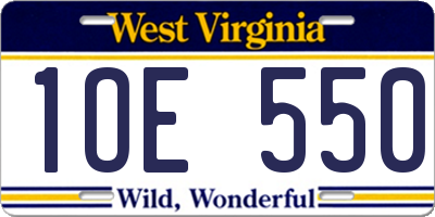 WV license plate 1OE550