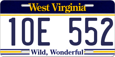 WV license plate 1OE552