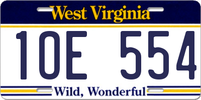 WV license plate 1OE554
