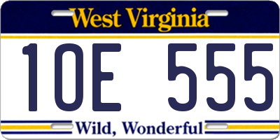 WV license plate 1OE555