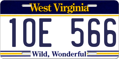 WV license plate 1OE566