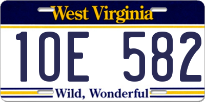 WV license plate 1OE582