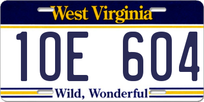 WV license plate 1OE604