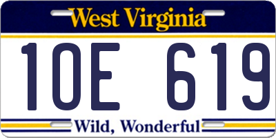WV license plate 1OE619