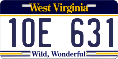 WV license plate 1OE631