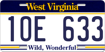WV license plate 1OE633