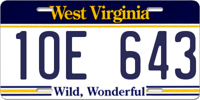 WV license plate 1OE643