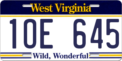 WV license plate 1OE645