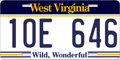 WV license plate 1OE646