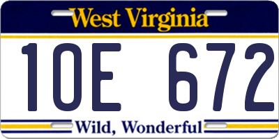 WV license plate 1OE672