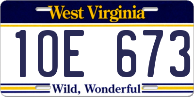 WV license plate 1OE673