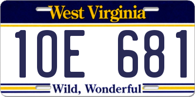 WV license plate 1OE681