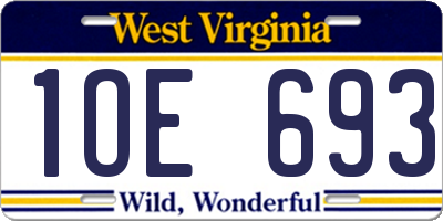 WV license plate 1OE693
