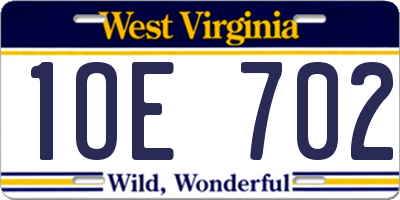 WV license plate 1OE702