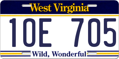 WV license plate 1OE705