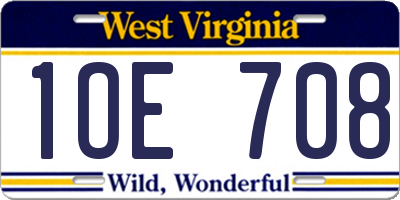 WV license plate 1OE708