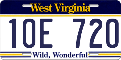 WV license plate 1OE720