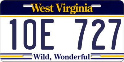 WV license plate 1OE727