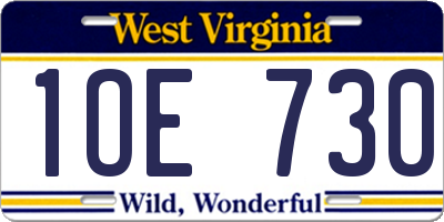 WV license plate 1OE730