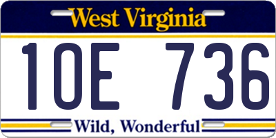 WV license plate 1OE736
