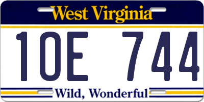 WV license plate 1OE744