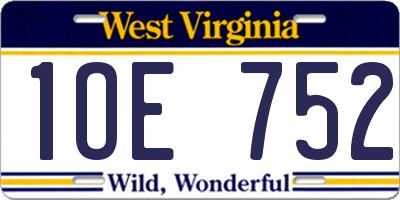 WV license plate 1OE752