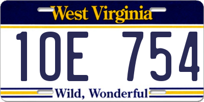WV license plate 1OE754