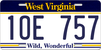 WV license plate 1OE757