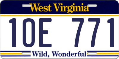 WV license plate 1OE771