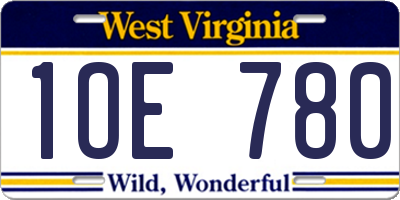 WV license plate 1OE780