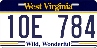 WV license plate 1OE784