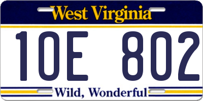 WV license plate 1OE802